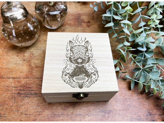 a wooden box with a picture of a bear on it