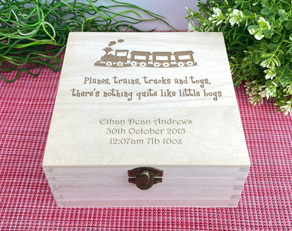 Train Design Personalised Christening / Memory Box