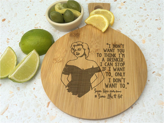 Some Like It Hot Marilyn Monroe Engraved Bamboo Paddle Chopping Board