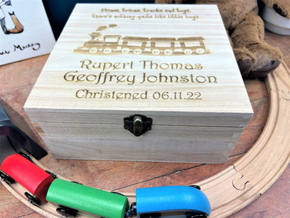 Train Design Personalised Christening / Memory Box