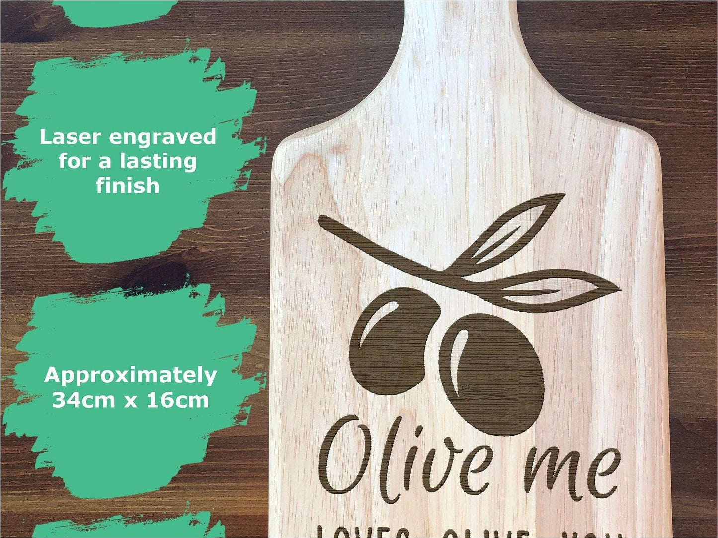 Olive Me Loves You Engraved Wooden Paddle Chopping Board