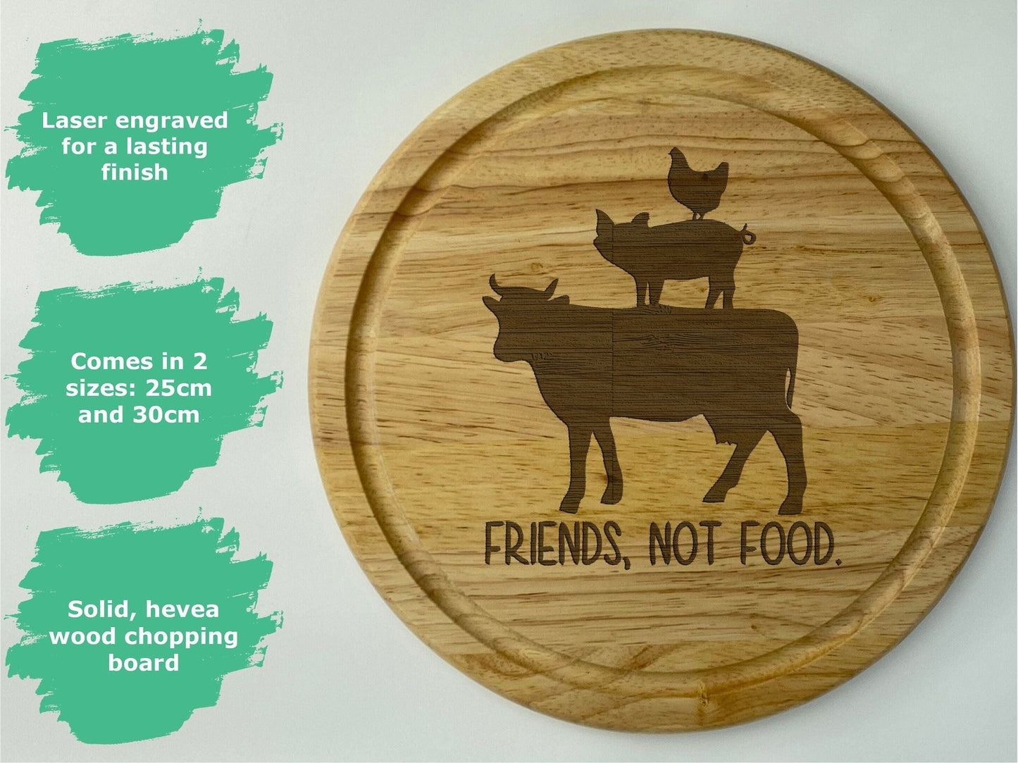 Friends Not Food Veganism Wooden Chopping Board