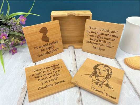 Charlotte Bronte Jane Eyre Book Quotes Bamboo Coaster Set