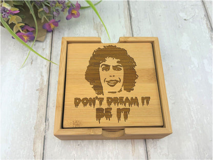 Rocky Horror Picture Show Engraved Bamboo Coaster Set