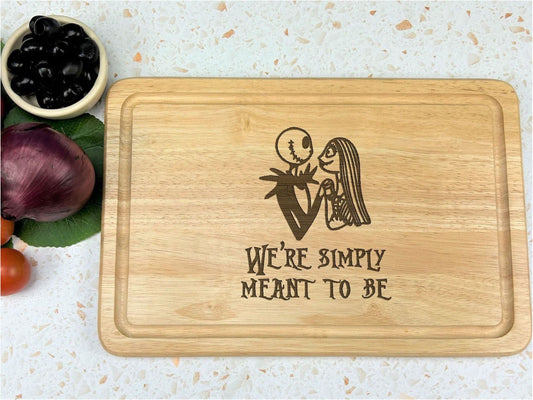 Nightmare Before Christmas Simply Meant To Be Wooden Chopping Board