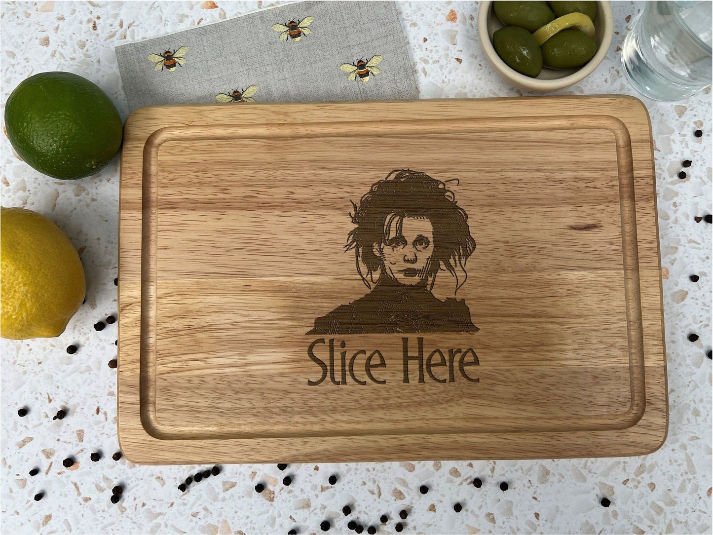 Edward Scissorhands Slice Here Chopping Board