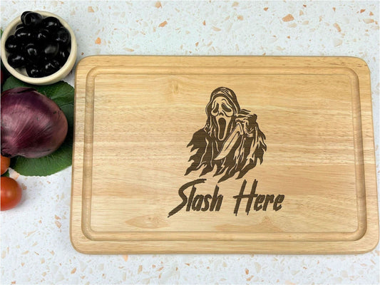 Scream Slash Here Horror Wooden Chopping Board