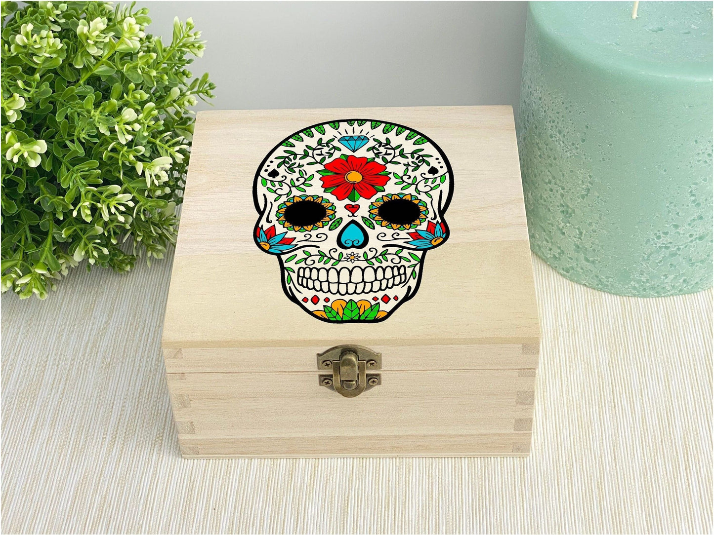 Mexican Sugar Skull Colourful Wooden Box