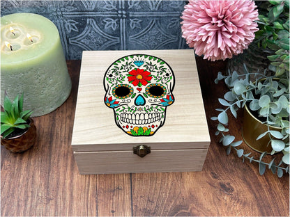 Mexican Sugar Skull Colourful Wooden Box