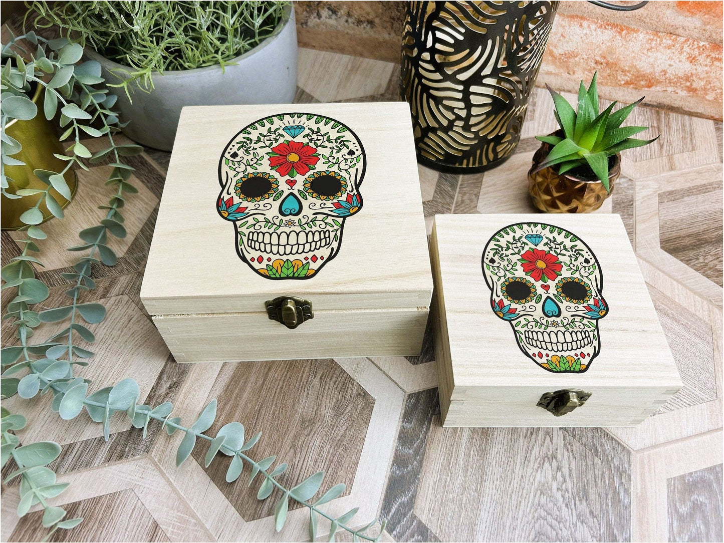 Mexican Sugar Skull Colourful Wooden Box