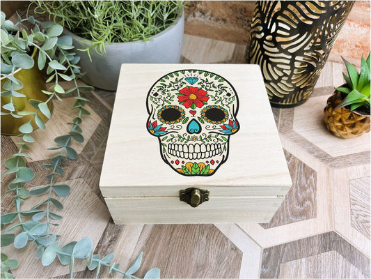 Mexican Sugar Skull Colourful Wooden Box