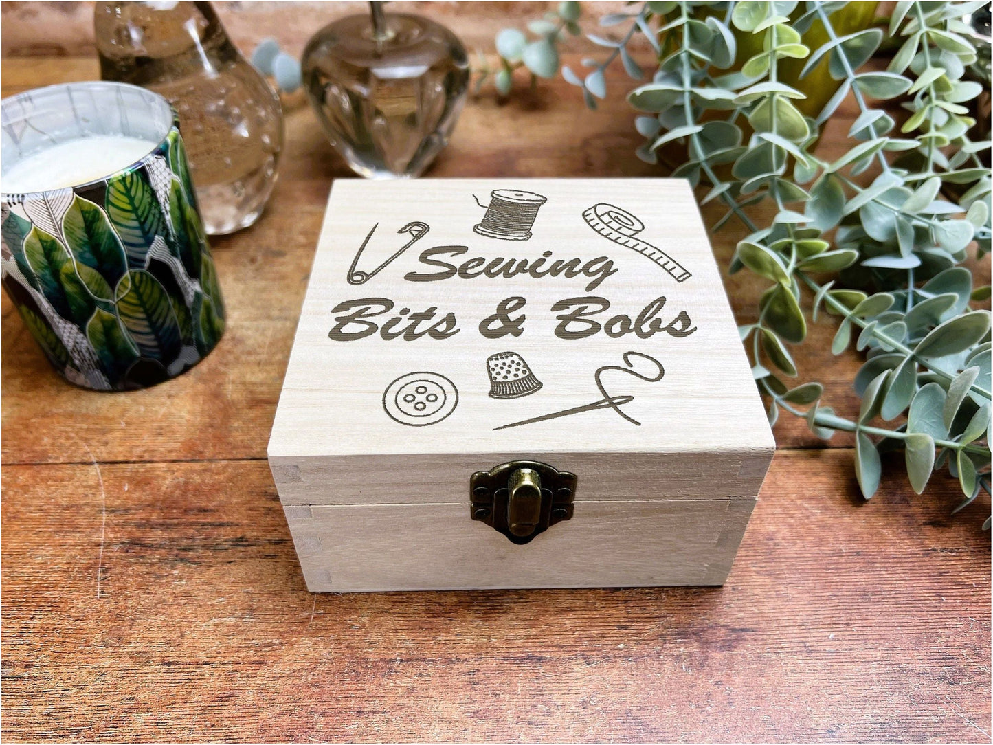 Sewing Bits & Bobs Crafts Kit Engraved Wooden Box