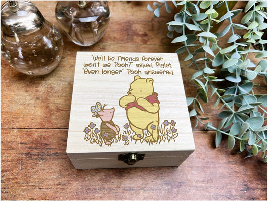 Pooh Bear & Piglet Friendship Friends Forever Colourful Wooden Box