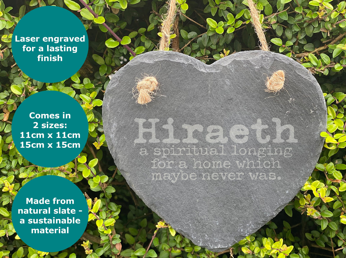 Hiraeth Homesick Welsh Language - Slate Heart Plaque