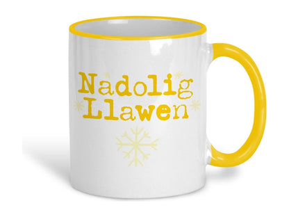 Nadolig Llawen Snowflakes Welsh Language Dialect Ceramic Mug