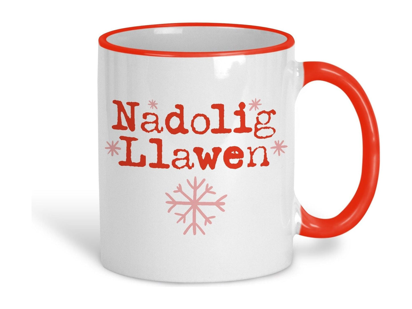 Nadolig Llawen Snowflakes Welsh Language Dialect Ceramic Mug