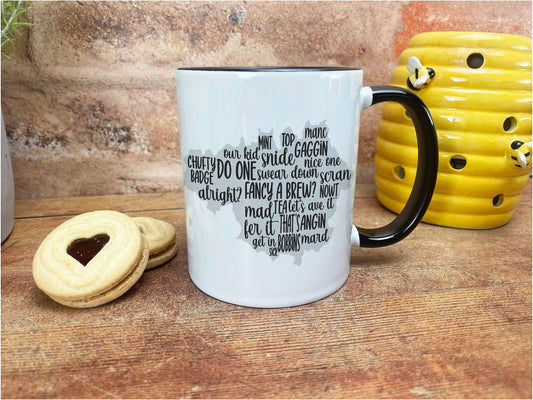 Manchester Map Mancunian Dialect Ceramic Mug