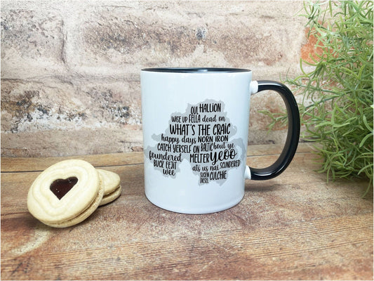 Northern Ireland Map Dialect Ceramic Mug