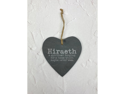 Hiraeth Homesick Welsh Language - Slate Heart Plaque