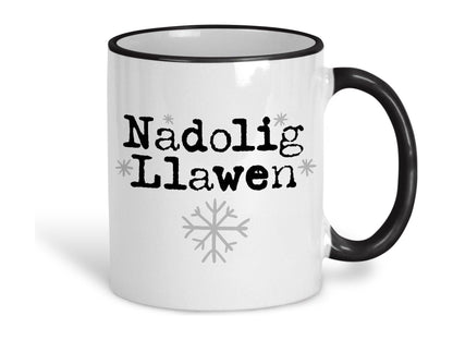 Nadolig Llawen Snowflakes Welsh Language Dialect Ceramic Mug