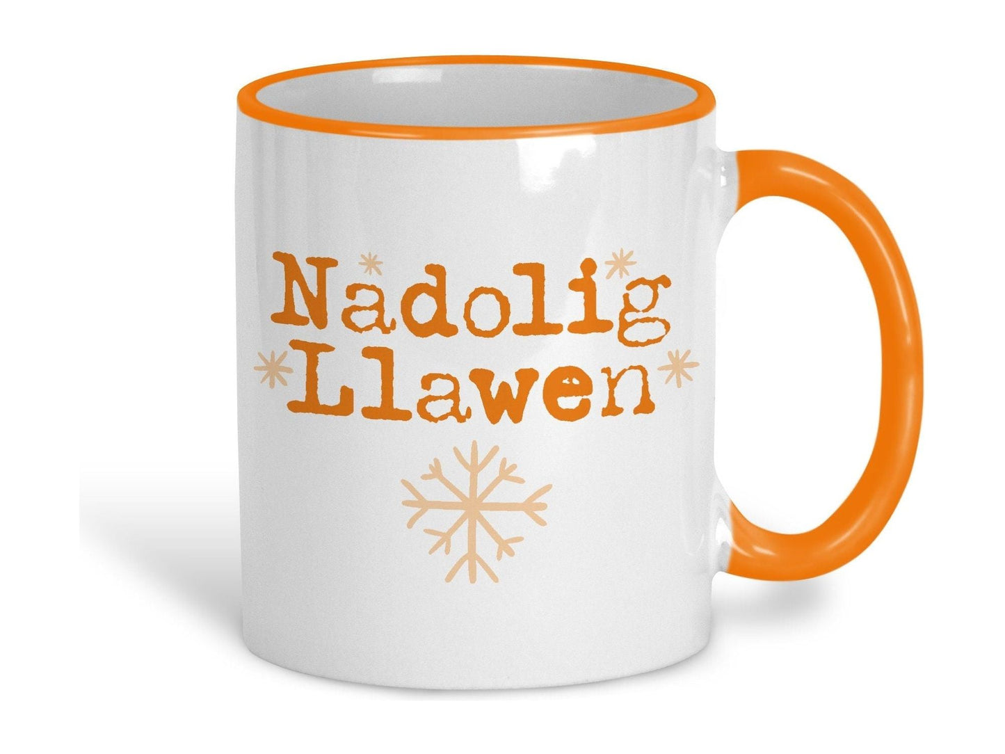 Nadolig Llawen Snowflakes Welsh Language Dialect Ceramic Mug