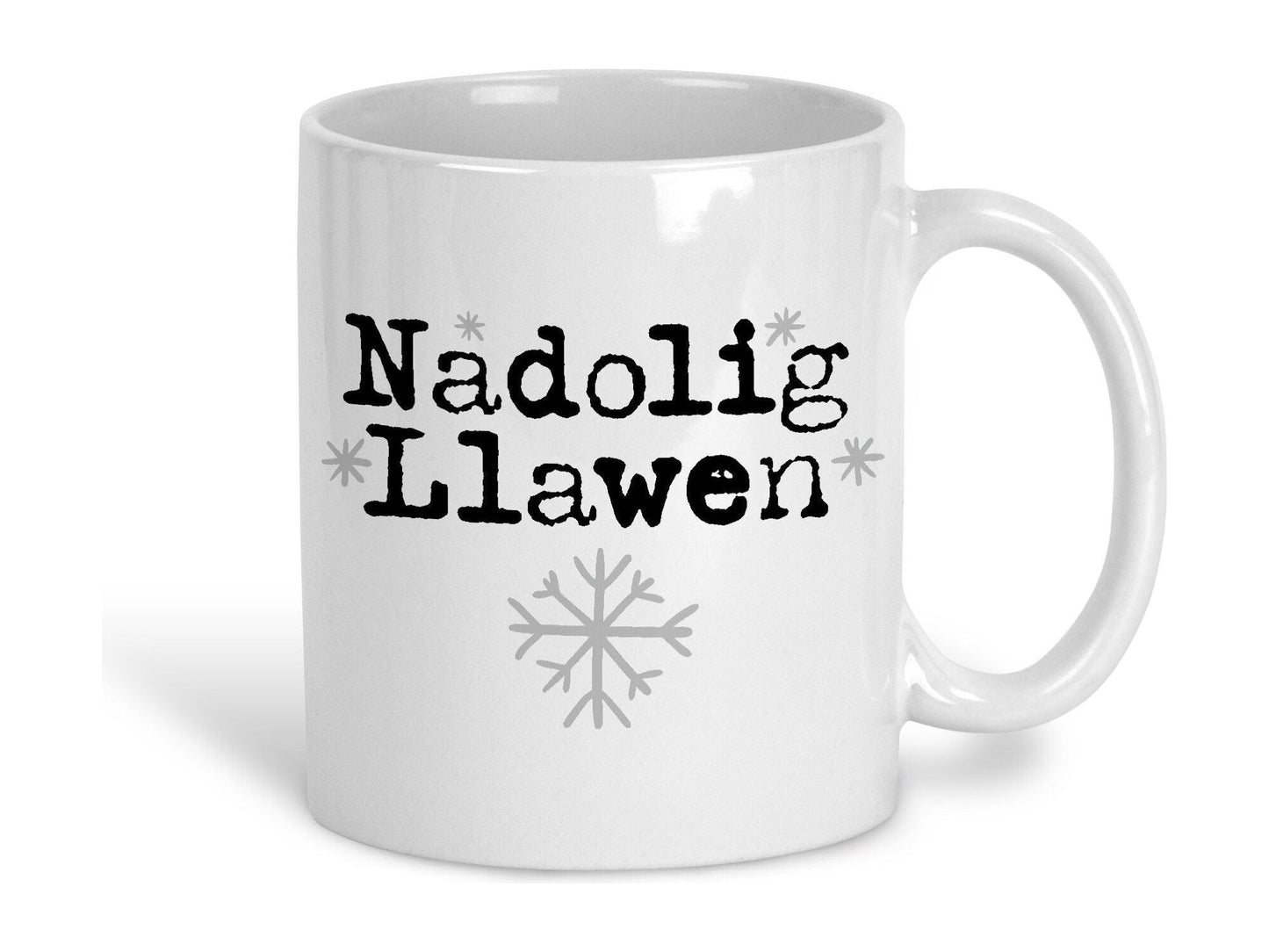 Nadolig Llawen Snowflakes Welsh Language Dialect Ceramic Mug