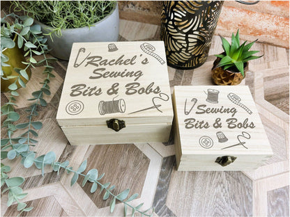 Sewing Bits & Bobs Crafts Kit Engraved Wooden Box