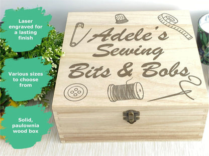 Sewing Bits & Bobs Crafts Kit Engraved Wooden Box