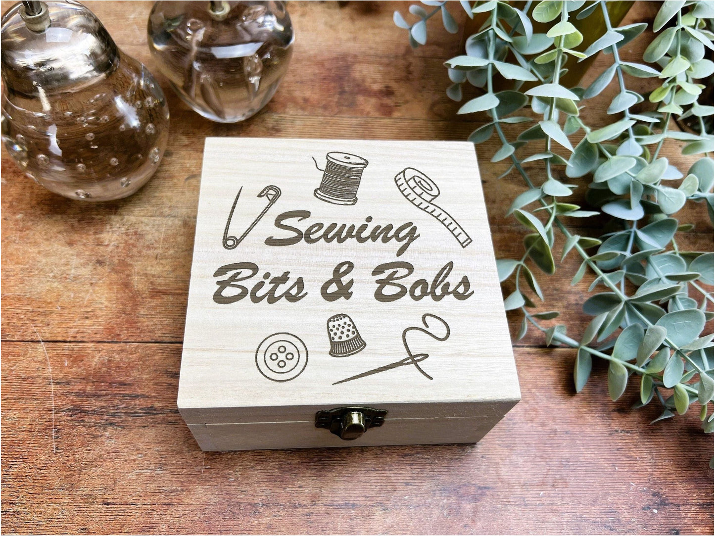 Sewing Bits & Bobs Crafts Kit Engraved Wooden Box