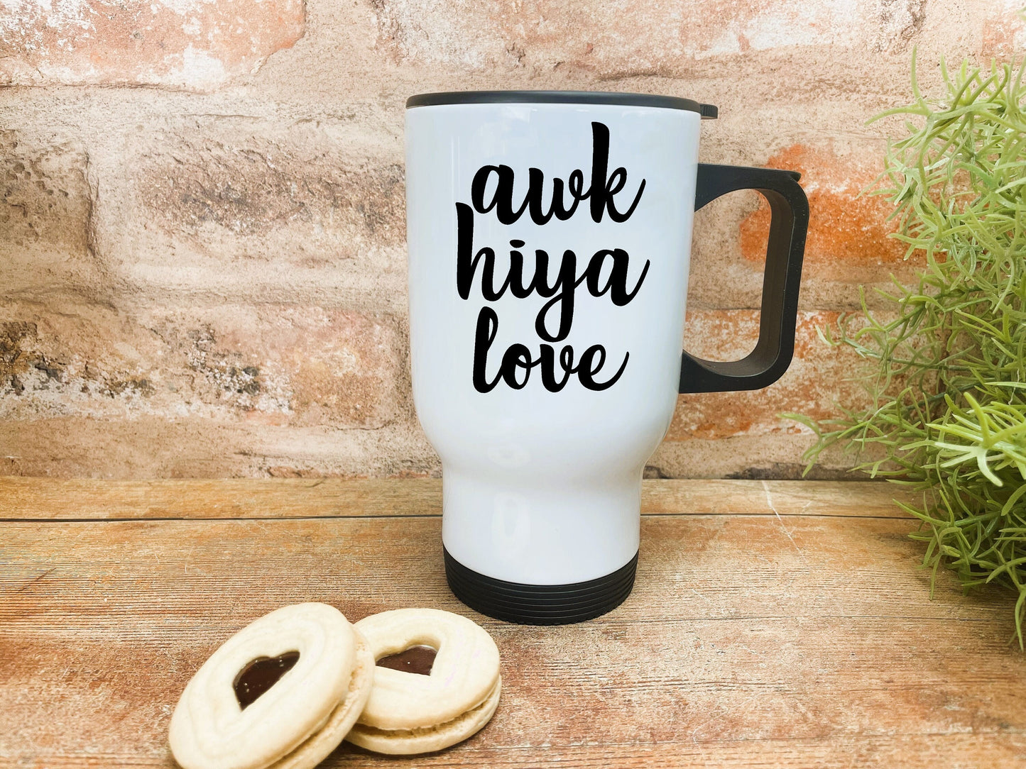 Awk Hiya Love - Northern Ireland Dialect - Personalised Travel Mug