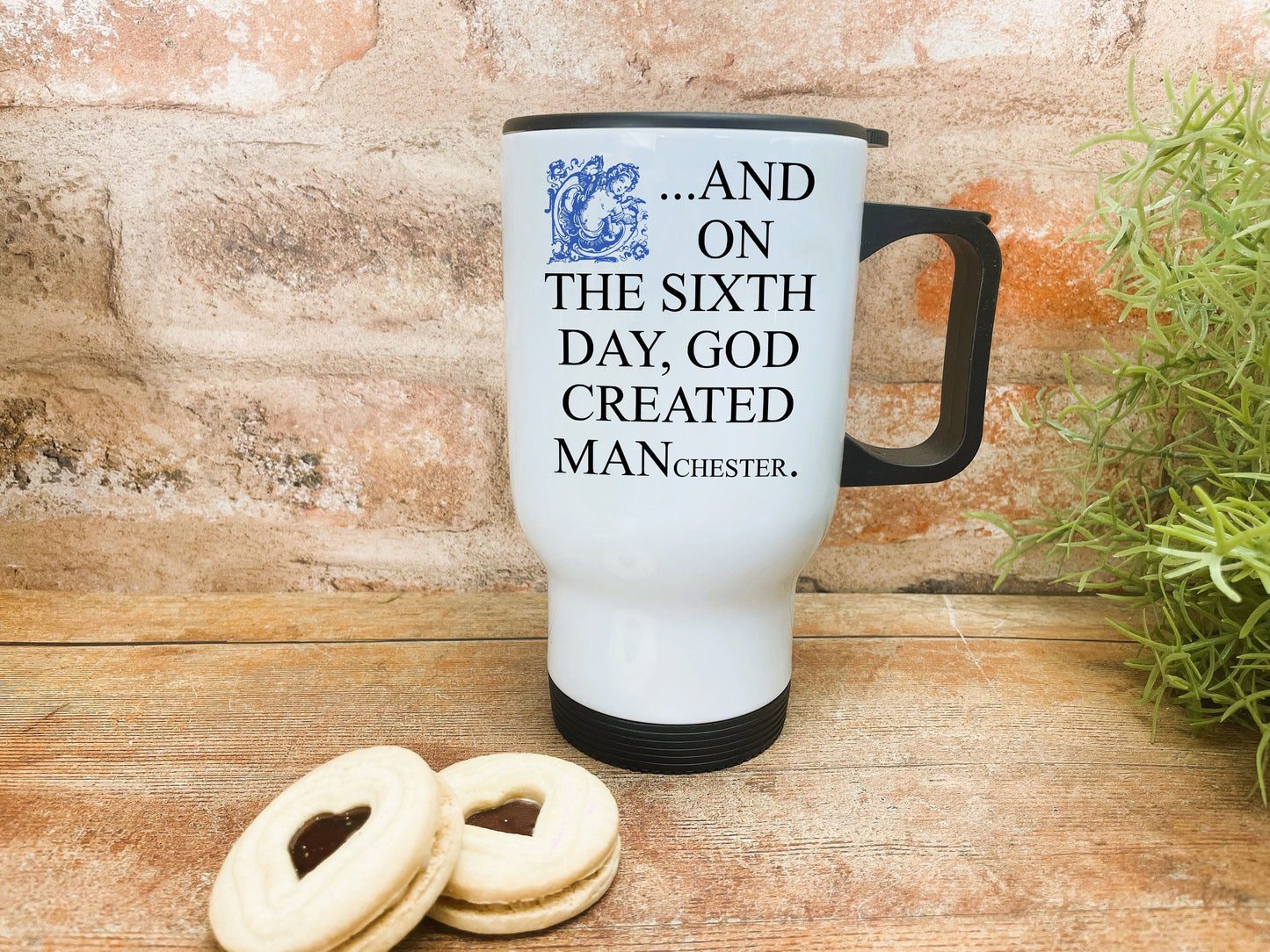 And On The Sixth Day God Created MANchester - Personalised Travel Mug