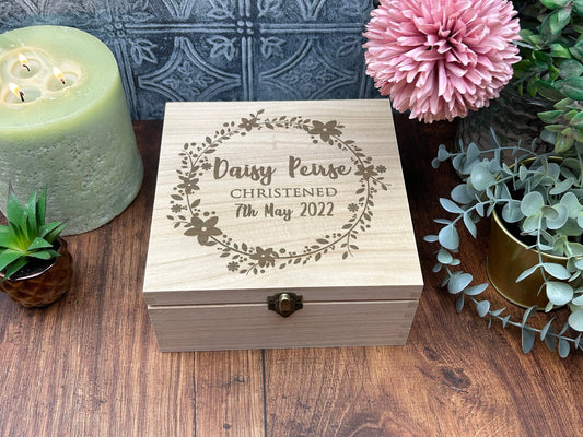 Floral Christening Personalised Memory Box