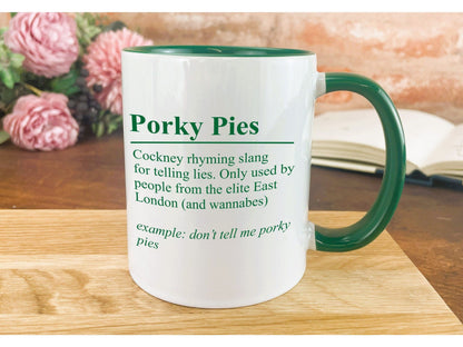 Porky Pies Definition Cockney Rhyming Slang Ceramic Mug