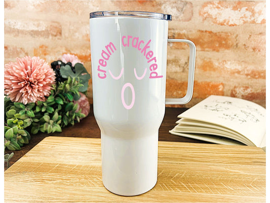 Cream Crackered - Cockney Rhyming Slang - Personalised Travel Mug