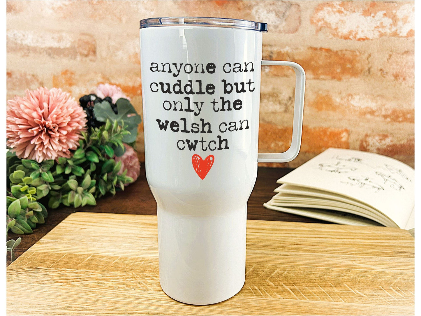 Cwtch Anyone Can Cuddle - Welsh Language Dialect - Personalised Travel Mug