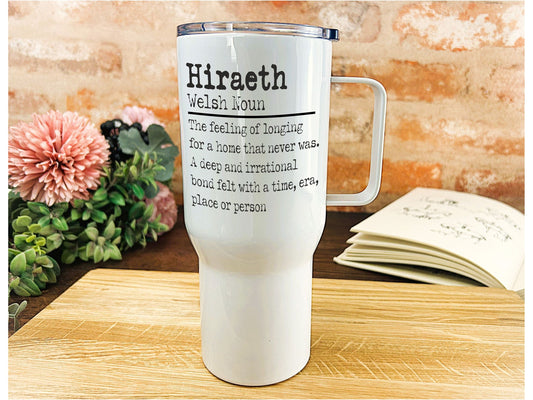 Hiraeth Homesick - Welsh Language Dialect - Personalised Travel Mug