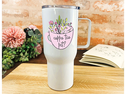 Cuppa Tea Pet? - Geordie Dialect - Personalised Travel Mug