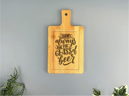 a cutting board with a quote on it