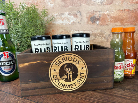 a wooden box filled with bottles of beer