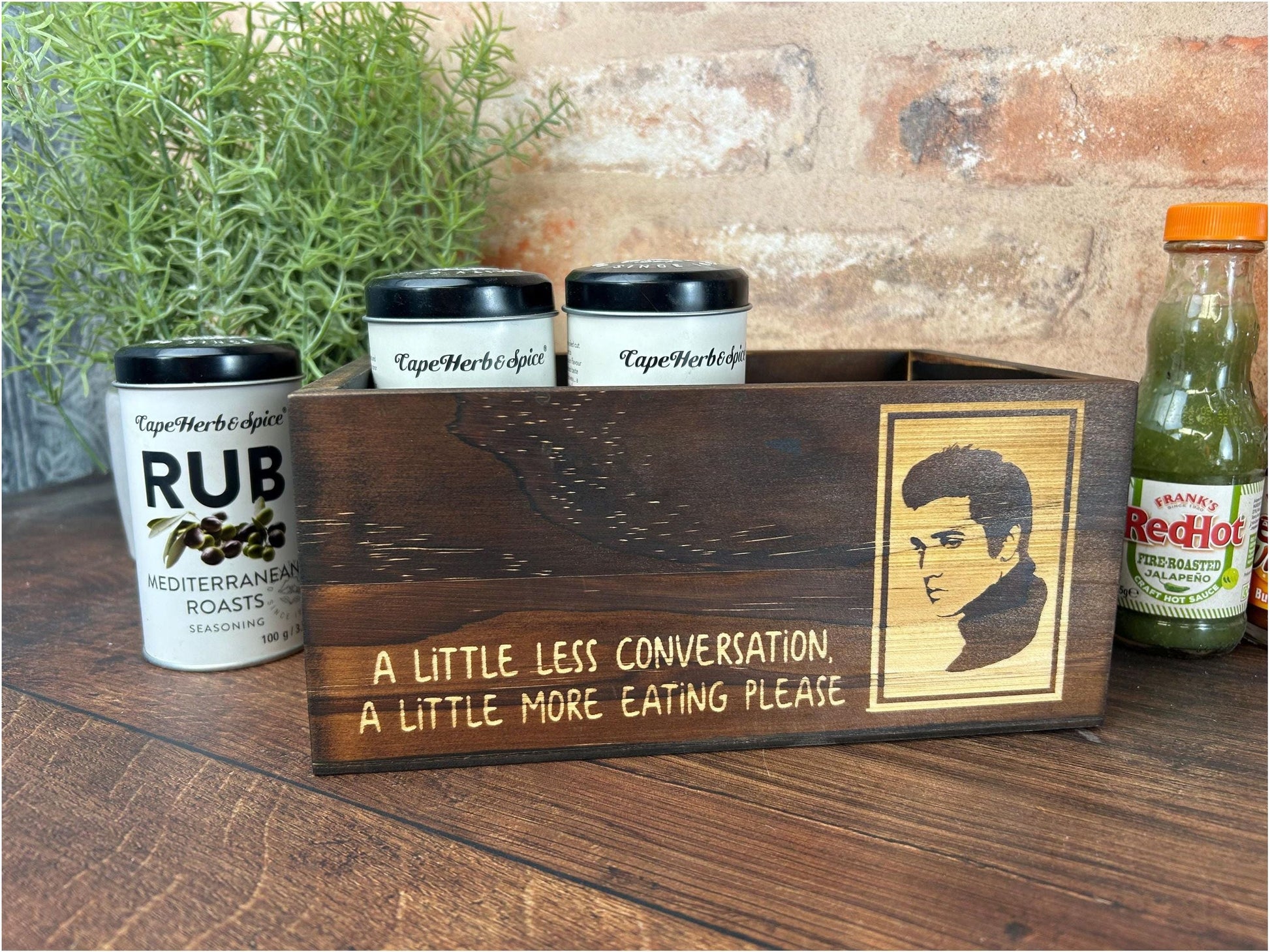 a wooden box with a picture of a man on it