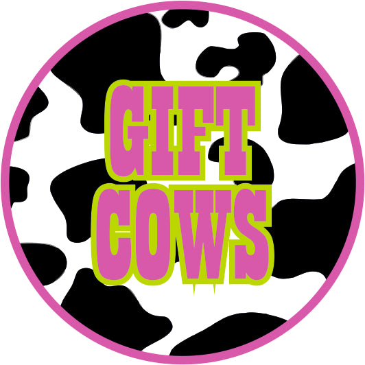 Cow print with giftcows in pink